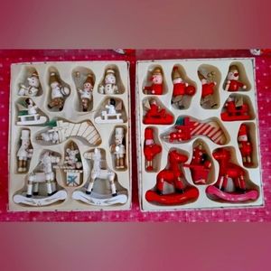 24 New Wooden Vintage Christmas Ornaments 2-5" Angel Sled Horse Stocking